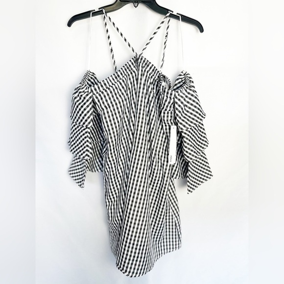 NWT Aqua Off Shoulder Gingham Dress - Picture 1 of 3